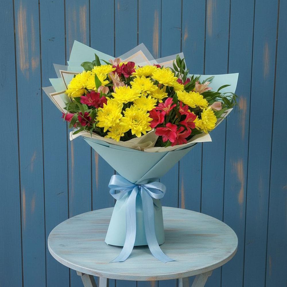 Букет цветов из: Альстромерии и Хризантемы в Макашевке