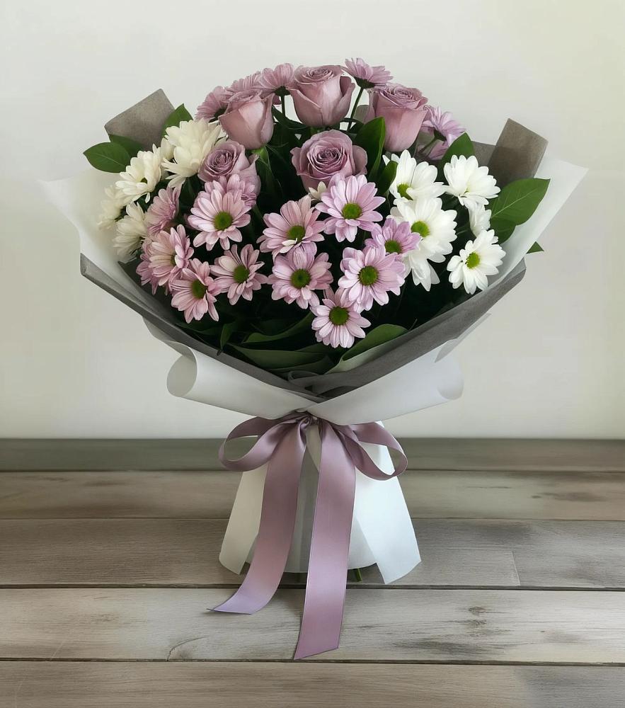 Букет цветов из: Хризантемы и Розы в Макашевке