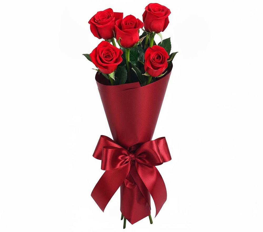 Букет 5 Красных роз Эдлесс Лав в Макашевке