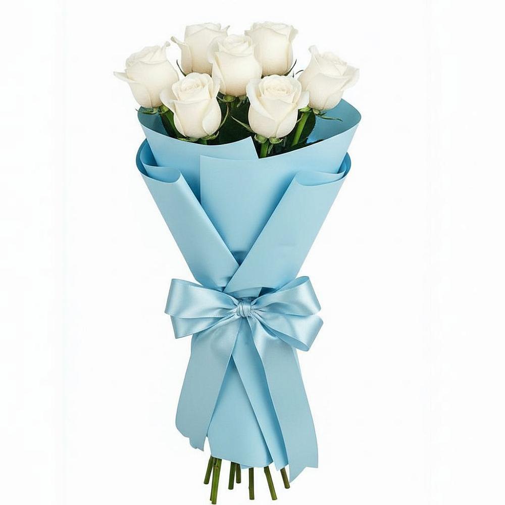 Букет 7 белых роз Проуд в Макашевке