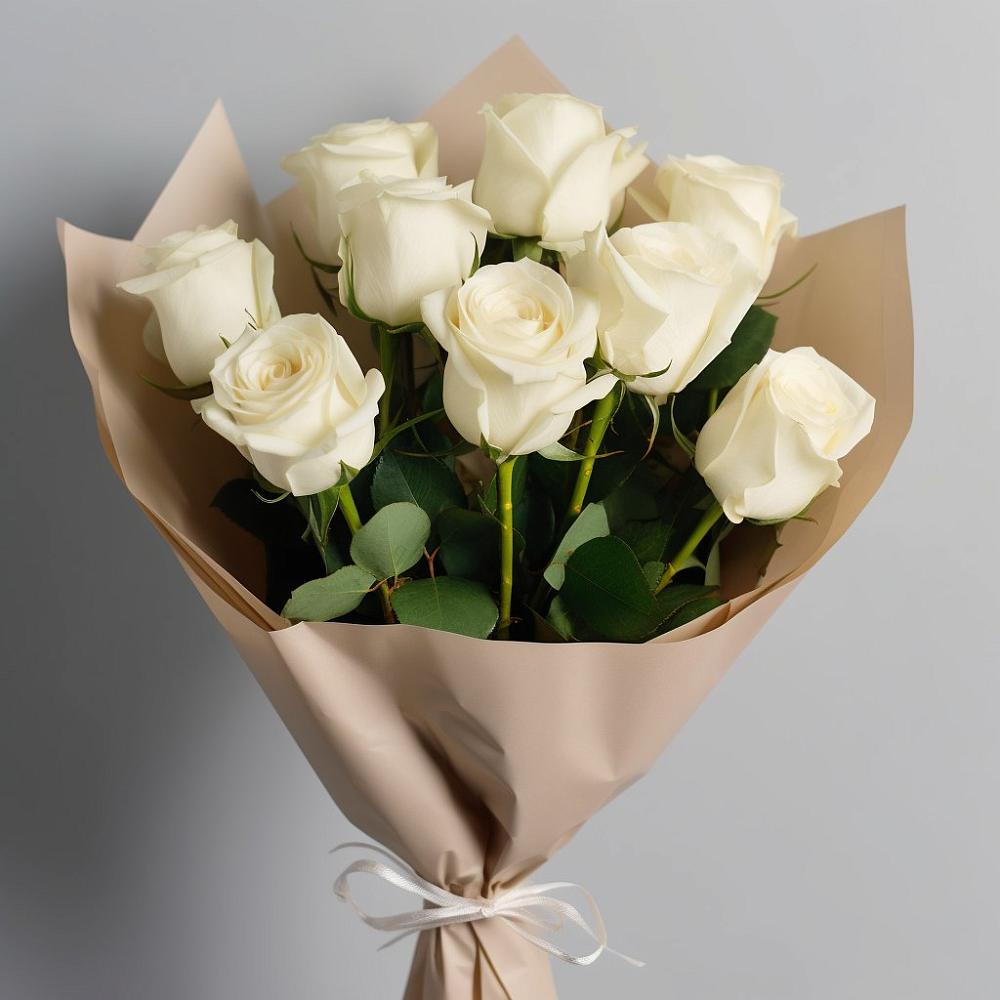 Букет 9 Белых роз Эдлесс Лав в Макашевке