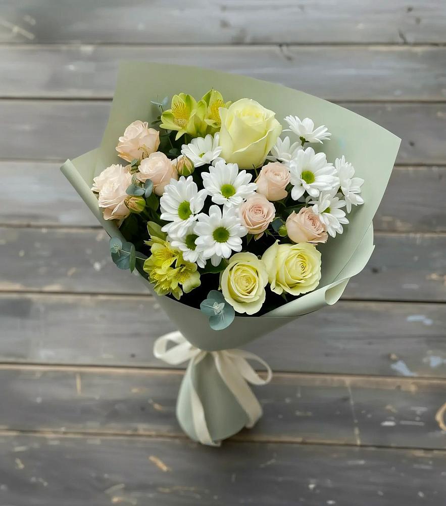 Букет цветов из: Альстромерии, Розы и Хризантемы в Макашевке