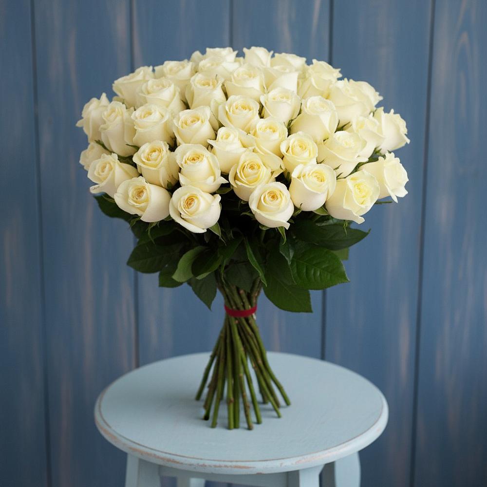 Букет 51 Белая роза Эдлесс Лав в Макашевке