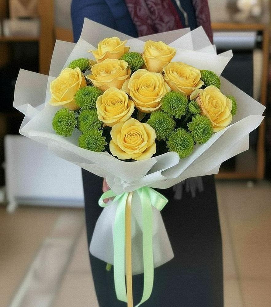 Букет цветов из: Хризантемы и Розы в Макашевке