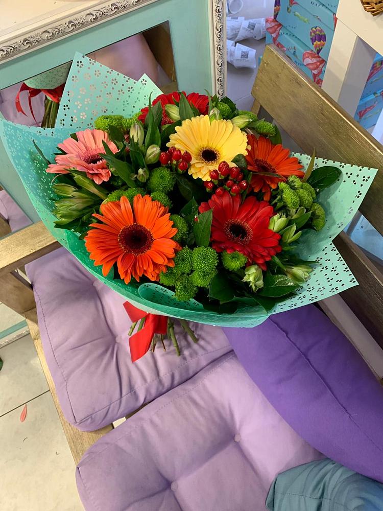 Букет цветов из: Герберы, Хризантемы и Альстромерии в Макашевке