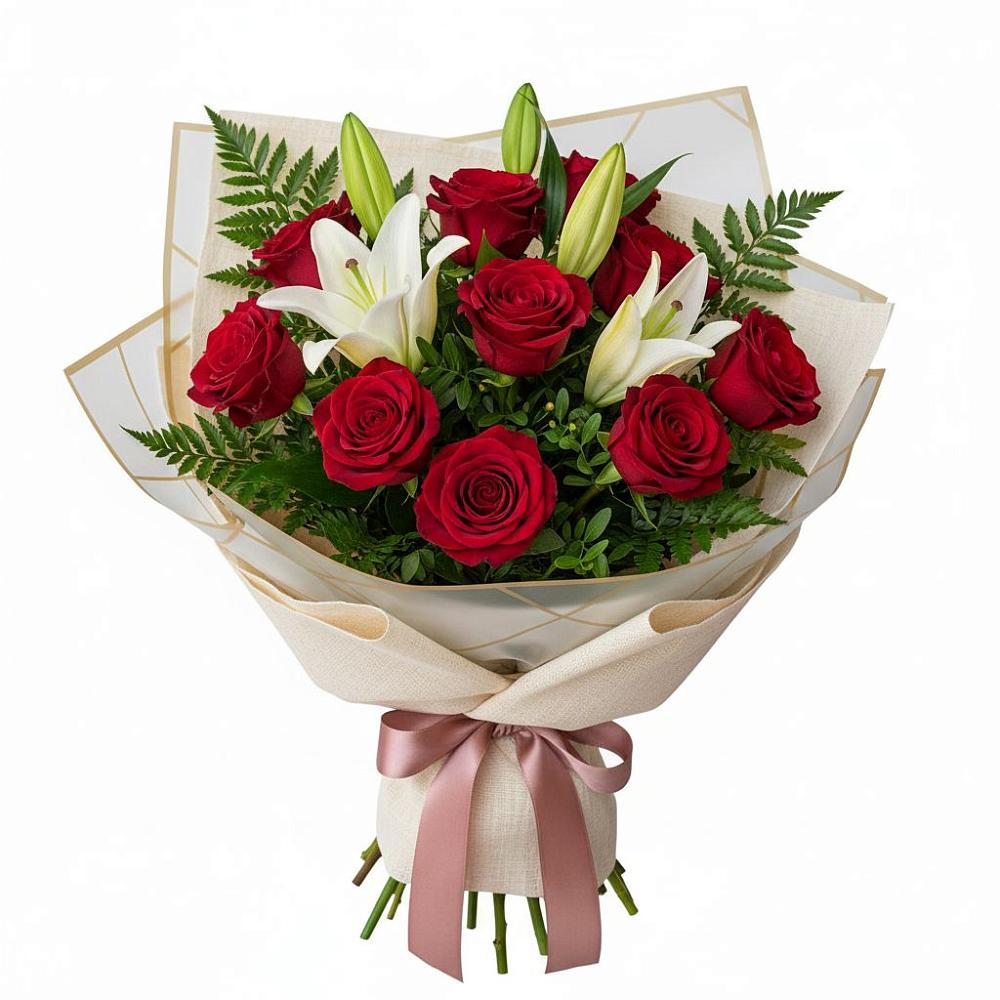 Букет цветов из: Лилии и Розы в Макашевке