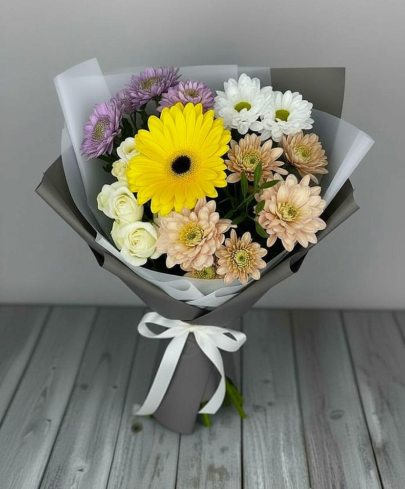 Букет цветов из: Розы, Герберы и Хризантемы в Макашевке