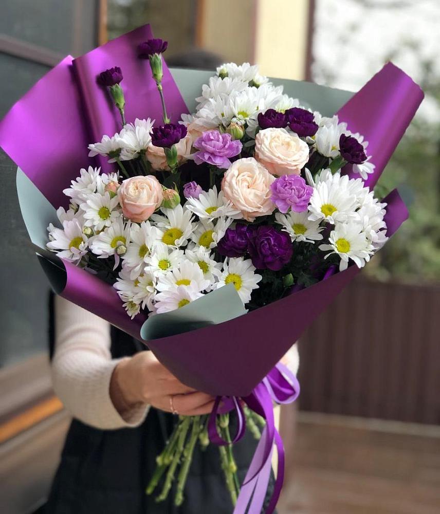 Букет цветов из: Хризантемы, Гвоздики и Розы в Макашевке