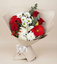 Букет цветов из:  Розы, Хризантемы, Герберы и Лилии в Макашевке