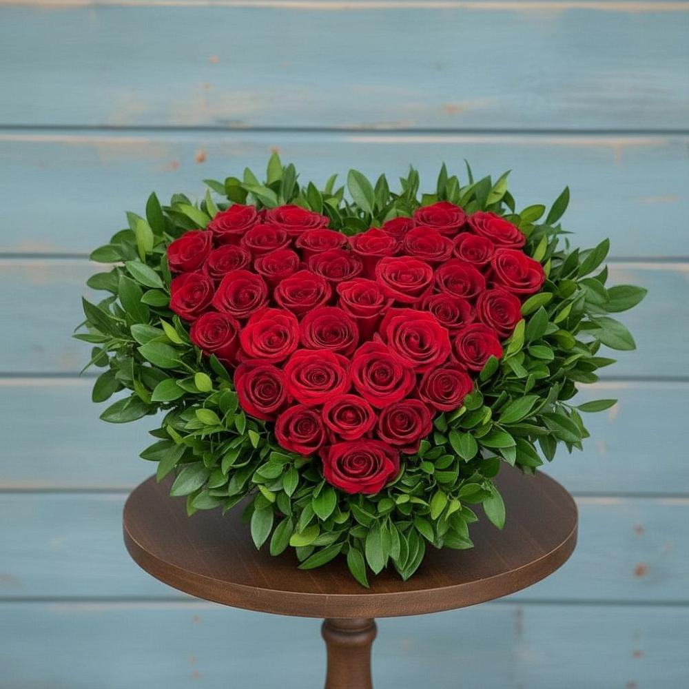 Цветочная композиция из Розы в виде сердца в Макашевке