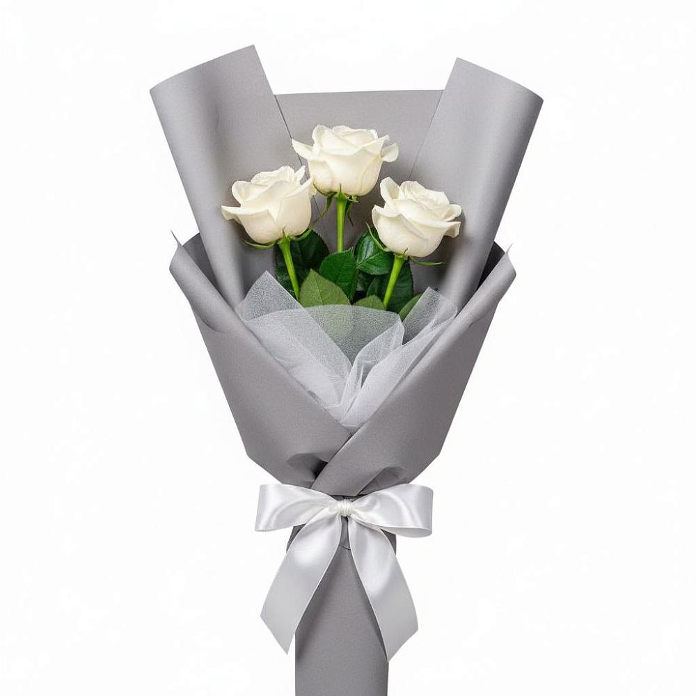 Букет 3 белые розы в Макашевке