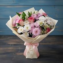 Букет цветов из:  Хризантемы, Альстромерии и Розы в Макашевке