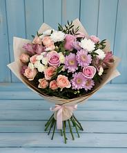 Букет цветов из:  Хризантемы, Розы и Альстромерии в Макашевке