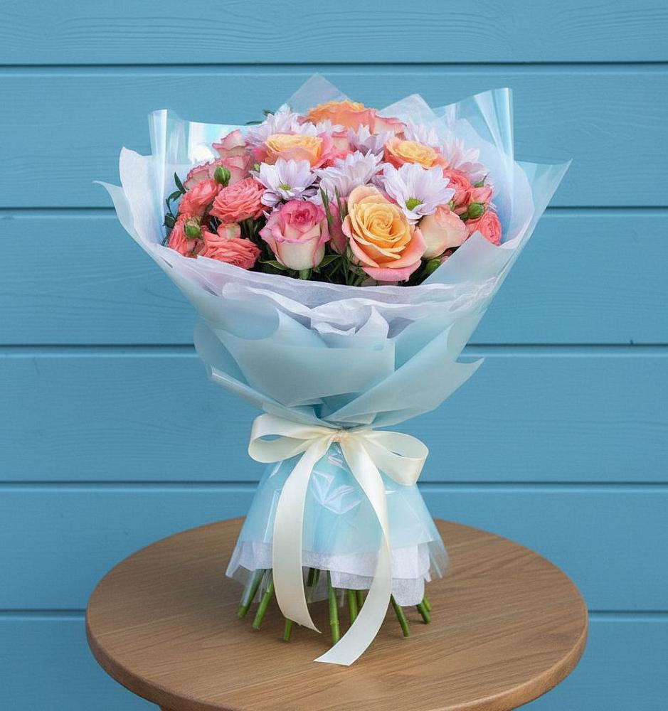 Букет цветов из: Хризантемы и Розы в Макашевке