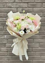 Букет цветов из:  Гвоздики, Розы, Лизиантусы и Хризантемы в Макашевке