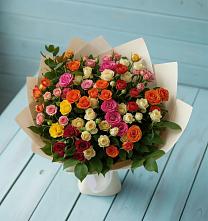Букет Микс из разноцветных кустовых роз в Макашевке