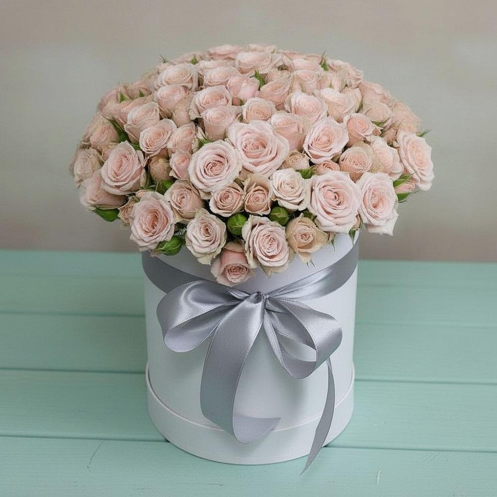 Цветочная композиция из Розы в шляпной коробке в Макашевке