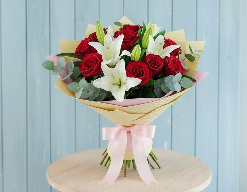 Букет цветов из: Лилии и Розы в Макашевке